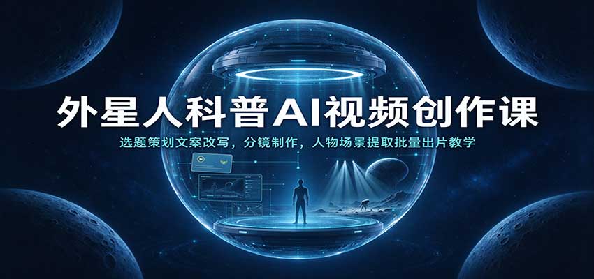 外星人科普AI视频创作课：选题策划文案改写，分镜制作，人物场景提取批量出片教学瀚萌资源网-网赚网-网赚项目网-虚拟资源网-国学资源网-易学资源网-本站有全网最新网赚项目-易学课程资源-中医课程资源的在线下载网站！瀚萌资源网