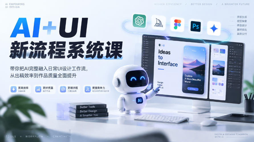 【无水印】AI+UI新流程系统课，带你把AI完整融入日常UI设计工作流，从出稿效率到作品质量全面提升（2026第4期）瀚萌资源网-网赚网-网赚项目网-虚拟资源网-国学资源网-易学资源网-本站有全网最新网赚项目-易学课程资源-中医课程资源的在线下载网站！瀚萌资源网