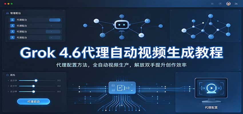 Grok 4.6代理自动视频生成教程:代理配置方法,全自动视频生产,解放双手提升创作效率瀚萌资源网-网赚网-网赚项目网-虚拟资源网-国学资源网-易学资源网-本站有全网最新网赚项目-易学课程资源-中医课程资源的在线下载网站!瀚萌资源网