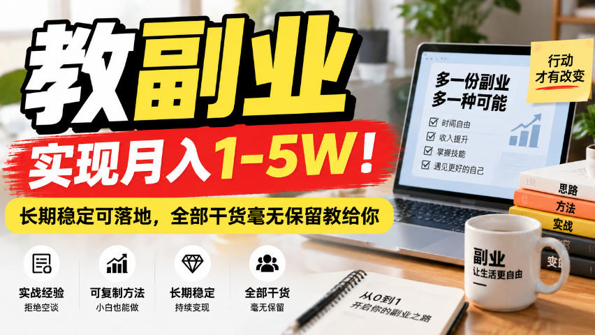 “教副业”实现月入1-5W！长期稳定可落地，全部干货毫无保留教给你【揭秘】瀚萌资源网-网赚网-网赚项目网-虚拟资源网-国学资源网-易学资源网-本站有全网最新网赚项目-易学课程资源-中医课程资源的在线下载网站！瀚萌资源网