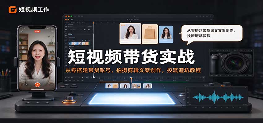 短视频带货实战：从零搭建带货账号，拍摄剪辑文案创作，投流避坑教程瀚萌资源网-网赚网-网赚项目网-虚拟资源网-国学资源网-易学资源网-本站有全网最新网赚项目-易学课程资源-中医课程资源的在线下载网站！瀚萌资源网
