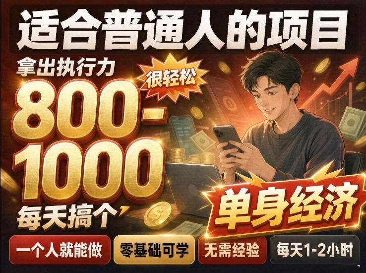 单身交友社群，普通人拿出执行力一个人每天搞个800-1k很轻松，普通人随时入局，无需经验【揭秘】瀚萌资源网-网赚网-网赚项目网-虚拟资源网-国学资源网-易学资源网-本站有全网最新网赚项目-易学课程资源-中医课程资源的在线下载网站！瀚萌资源网