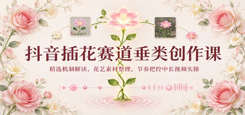 抖音插花赛道垂类创作课：精选机制解读，花艺素材整理，节奏把控中长视频实操瀚萌资源网-网赚网-网赚项目网-虚拟资源网-国学资源网-易学资源网-本站有全网最新网赚项目-易学课程资源-中医课程资源的在线下载网站！瀚萌资源网