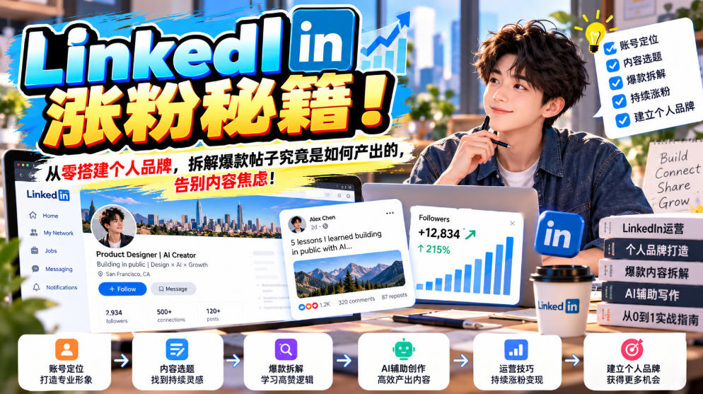 LinkedIn涨粉秘籍！从零搭建个人品牌，拆解爆款帖子究竟是如何产出的，告别内容焦虑！【原创双语字幕】瀚萌资源网-网赚网-网赚项目网-虚拟资源网-国学资源网-易学资源网-本站有全网最新网赚项目-易学课程资源-中医课程资源的在线下载网站！瀚萌资源网
