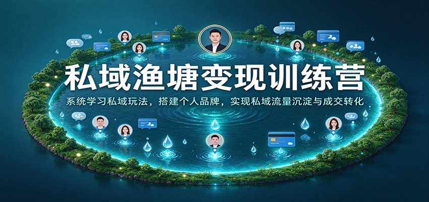 私域渔塘变现训练营：系统学习私域玩法，搭建个人品牌，实现私域流量沉淀与成交转化瀚萌资源网-网赚网-网赚项目网-虚拟资源网-国学资源网-易学资源网-本站有全网最新网赚项目-易学课程资源-中医课程资源的在线下载网站！瀚萌资源网