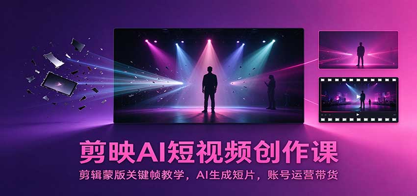 剪映AI短视频创作课：剪辑蒙版关键帧教学，AI生成短片，账号运营带货瀚萌资源网-网赚网-网赚项目网-虚拟资源网-国学资源网-易学资源网-本站有全网最新网赚项目-易学课程资源-中医课程资源的在线下载网站！瀚萌资源网