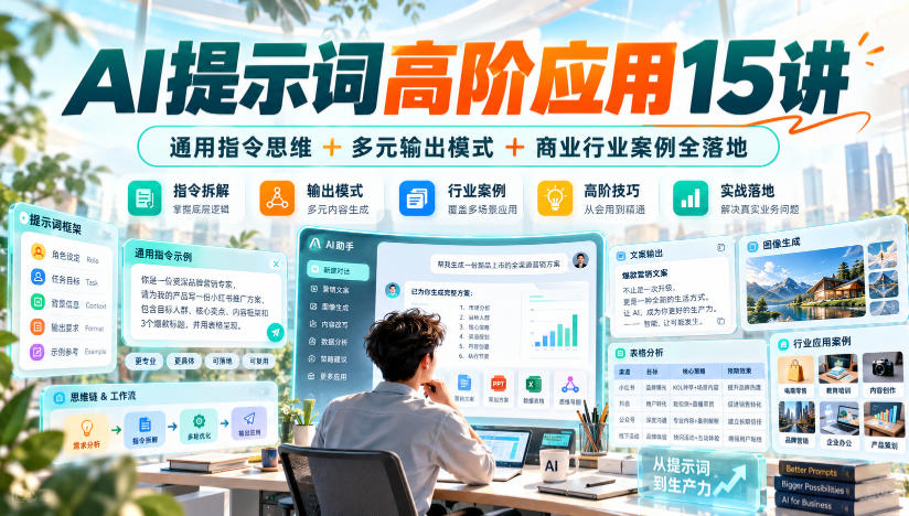AI提示词高阶应用15讲｜通用指令思维+多元输出模式+商业行业案例全落地瀚萌资源网-网赚网-网赚项目网-虚拟资源网-国学资源网-易学资源网-本站有全网最新网赚项目-易学课程资源-中医课程资源的在线下载网站！瀚萌资源网