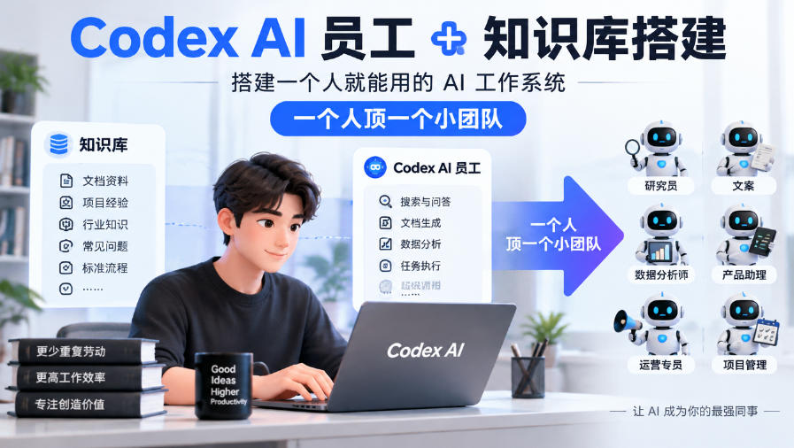 Codex AI员工+知识库搭建，搭建一个人就能用的AI工作系统，一个人顶一个小团队瀚萌资源网-网赚网-网赚项目网-虚拟资源网-国学资源网-易学资源网-本站有全网最新网赚项目-易学课程资源-中医课程资源的在线下载网站！瀚萌资源网