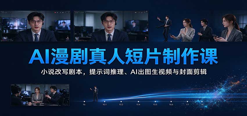 AI漫剧真人短片制作课：小说改写剧本，提示词推理、AI出图生视频与封面剪辑瀚萌资源网-网赚网-网赚项目网-虚拟资源网-国学资源网-易学资源网-本站有全网最新网赚项目-易学课程资源-中医课程资源的在线下载网站！瀚萌资源网