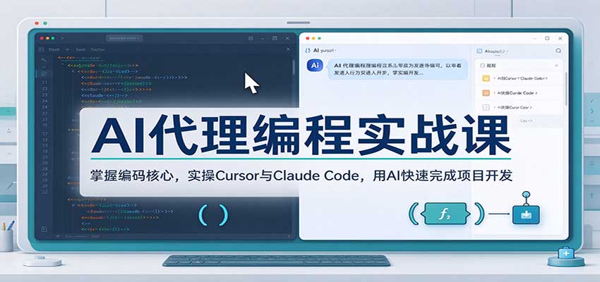 AI代理编程实战课：掌握编码核心，实操Cursor与Claude Code，用AI快速完成项目开发瀚萌资源网-网赚网-网赚项目网-虚拟资源网-国学资源网-易学资源网-本站有全网最新网赚项目-易学课程资源-中医课程资源的在线下载网站！瀚萌资源网