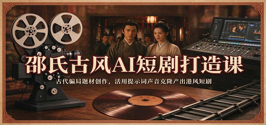 邵氏古风AI短剧打造课：古代骗局题材创作，活用提示词声音克隆产出港风短剧瀚萌资源网-网赚网-网赚项目网-虚拟资源网-国学资源网-易学资源网-本站有全网最新网赚项目-易学课程资源-中医课程资源的在线下载网站！瀚萌资源网