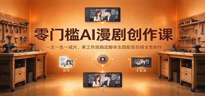 零门槛AI漫剧创作课：一文一生一成片，单工作流搞定脚本生图配音剪辑全套制作瀚萌资源网-网赚网-网赚项目网-虚拟资源网-国学资源网-易学资源网-本站有全网最新网赚项目-易学课程资源-中医课程资源的在线下载网站！瀚萌资源网