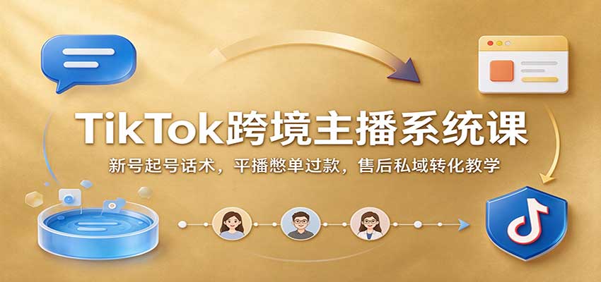 TikTok跨境主播系统课：新号起号话术，平播憋单过款，售后私域转化教学瀚萌资源网-网赚网-网赚项目网-虚拟资源网-国学资源网-易学资源网-本站有全网最新网赚项目-易学课程资源-中医课程资源的在线下载网站！瀚萌资源网