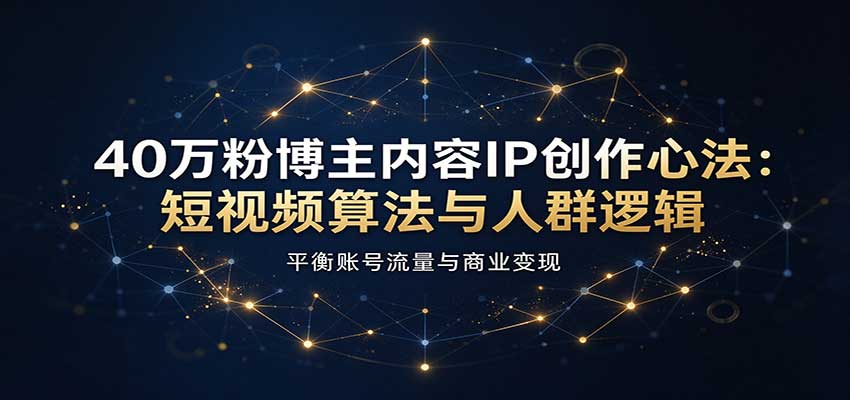40万粉博主内容IP创作心法：短视频算法与人群逻辑，平衡账号流量与商业变现瀚萌资源网-网赚网-网赚项目网-虚拟资源网-国学资源网-易学资源网-本站有全网最新网赚项目-易学课程资源-中医课程资源的在线下载网站！瀚萌资源网