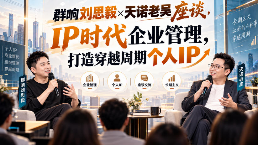 群响刘思毅×天诺老吴座谈，IP时代企业管理，打造穿越周期个人IP瀚萌资源网-网赚网-网赚项目网-虚拟资源网-国学资源网-易学资源网-本站有全网最新网赚项目-易学课程资源-中医课程资源的在线下载网站！瀚萌资源网