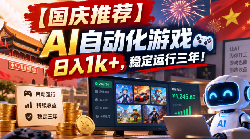 【国庆推荐】AI自动化游戏，日入1k+，操作简单，稳定运行三年！【揭秘】瀚萌资源网-网赚网-网赚项目网-虚拟资源网-国学资源网-易学资源网-本站有全网最新网赚项目-易学课程资源-中医课程资源的在线下载网站！瀚萌资源网