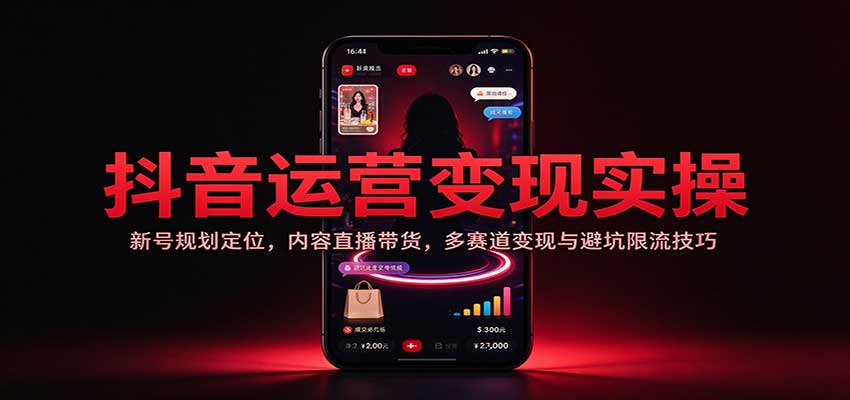 抖音运营变现实操：新号规划定位，内容直播带货，多赛道变现与避坑限流技巧瀚萌资源网-网赚网-网赚项目网-虚拟资源网-国学资源网-易学资源网-本站有全网最新网赚项目-易学课程资源-中医课程资源的在线下载网站！瀚萌资源网