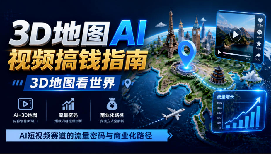 3D地图AI视频搞钱指南，3D地图看世界，AI短视频赛道的流量密码与商业化路径【文档】瀚萌资源网-网赚网-网赚项目网-虚拟资源网-国学资源网-易学资源网-本站有全网最新网赚项目-易学课程资源-中医课程资源的在线下载网站！瀚萌资源网