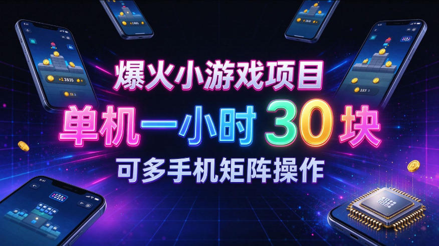 爆火小游戏撸金项目，实测单机一小时30+，可多手机矩阵操作，新手看完一遍就能上手【揭秘】瀚萌资源网-网赚网-网赚项目网-虚拟资源网-国学资源网-易学资源网-本站有全网最新网赚项目-易学课程资源-中医课程资源的在线下载网站！瀚萌资源网