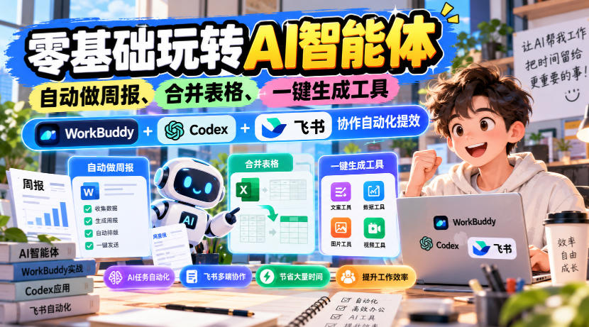 【无水印】零基础玩转AI智能体，自动做周报、合并表格、一键生成工具，WorkBuddy+Codex + 飞书协作自动化提效瀚萌资源网-网赚网-网赚项目网-虚拟资源网-国学资源网-易学资源网-本站有全网最新网赚项目-易学课程资源-中医课程资源的在线下载网站！瀚萌资源网