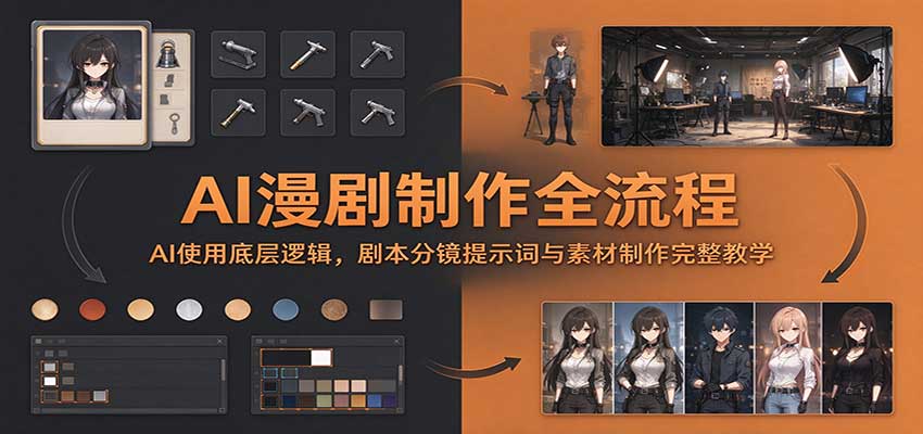 AI漫剧制作全流程：AI使用底层逻辑，剧本分镜提示词与素材制作完整教学瀚萌资源网-网赚网-网赚项目网-虚拟资源网-国学资源网-易学资源网-本站有全网最新网赚项目-易学课程资源-中医课程资源的在线下载网站！瀚萌资源网
