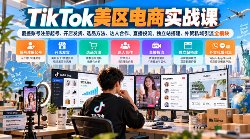 TikTok美区电商实战课，覆盖账号注册起号、开店发货、选品方法、达人合作、直播投流、独立站搭建、外贸私域引流全模块瀚萌资源网-网赚网-网赚项目网-虚拟资源网-国学资源网-易学资源网-本站有全网最新网赚项目-易学课程资源-中医课程资源的在线下载网站！瀚萌资源网