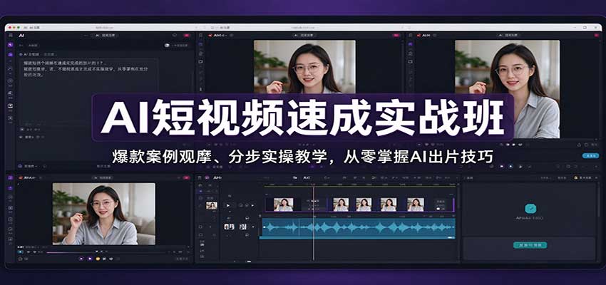 AI短视频速成实战班：爆款案例观摩、分步实操教学，从零掌握AI出片技巧瀚萌资源网-网赚网-网赚项目网-虚拟资源网-国学资源网-易学资源网-本站有全网最新网赚项目-易学课程资源-中医课程资源的在线下载网站！瀚萌资源网