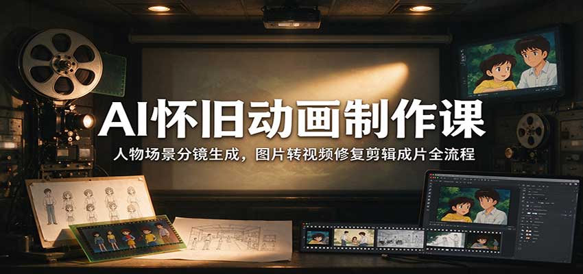 AI怀旧动画制作课：人物场景分镜生成，图片转视频修复剪辑成片全流程瀚萌资源网-网赚网-网赚项目网-虚拟资源网-国学资源网-易学资源网-本站有全网最新网赚项目-易学课程资源-中医课程资源的在线下载网站！瀚萌资源网