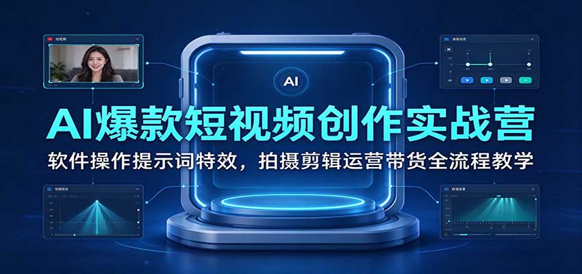 AI爆款短视频创作实战营：软件操作提示词特效，拍摄剪辑运营带货全流程教学瀚萌资源网-网赚网-网赚项目网-虚拟资源网-国学资源网-易学资源网-本站有全网最新网赚项目-易学课程资源-中医课程资源的在线下载网站！瀚萌资源网