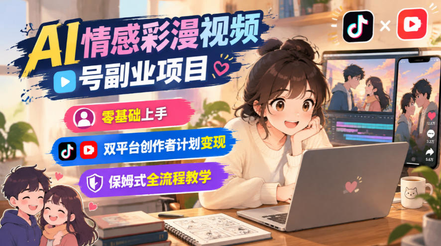 AI情感彩漫视频号副业项目，零基础上手，双平台创作者计划变现，保姆式全流程教学瀚萌资源网-网赚网-网赚项目网-虚拟资源网-国学资源网-易学资源网-本站有全网最新网赚项目-易学课程资源-中医课程资源的在线下载网站！瀚萌资源网